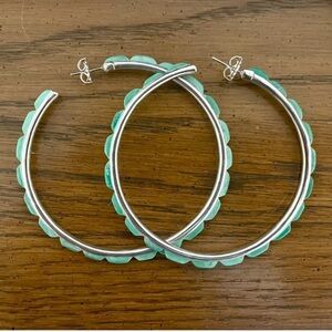 Mint Turquoise & Sterling Silver Hoop Earrings